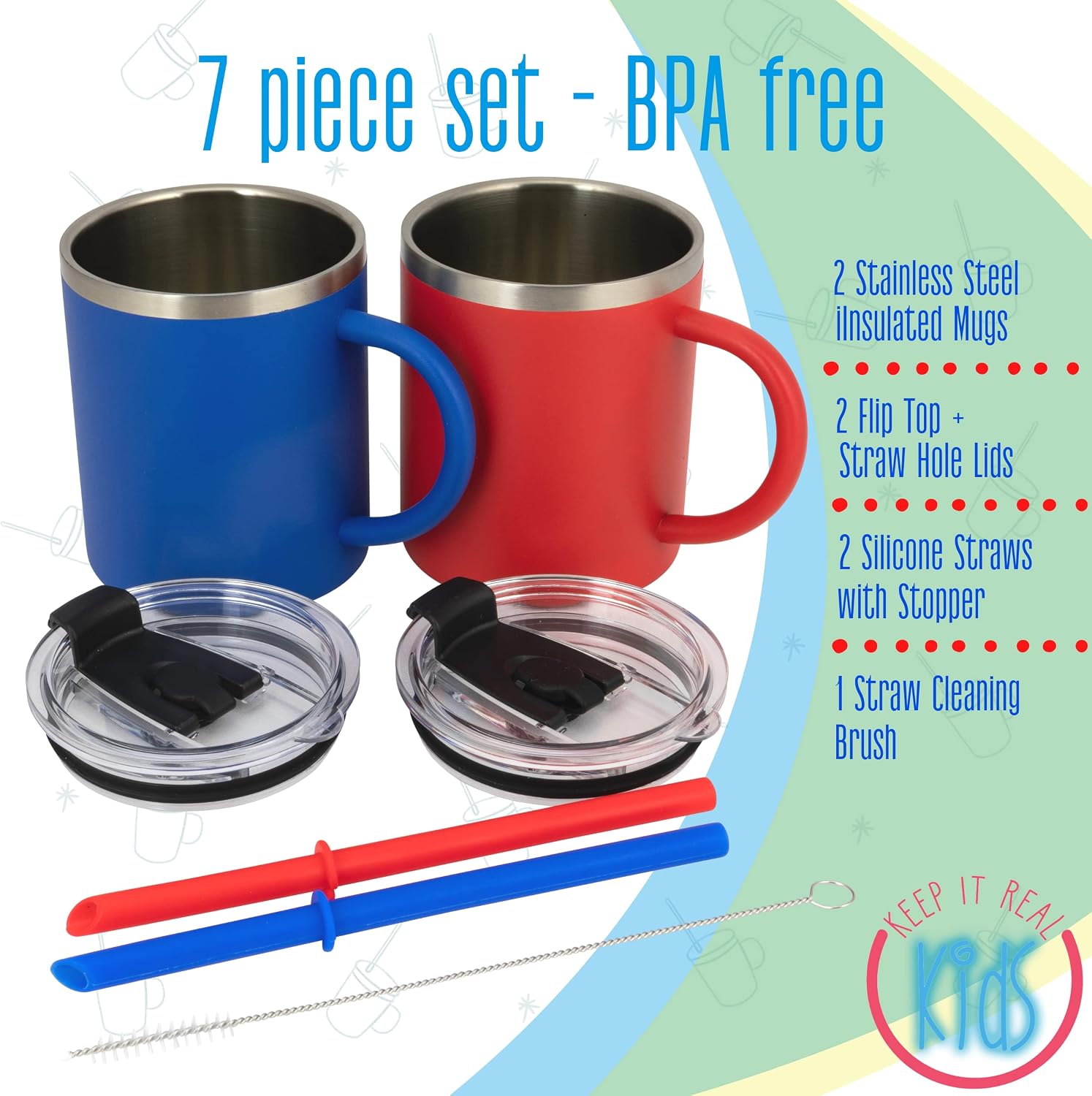 Real Deal Steel "Keep it Real Kids Mugs - 100% Lead and BPA Free Kids Coffee Mug for Hot Chocolate - Set of 2 image 4