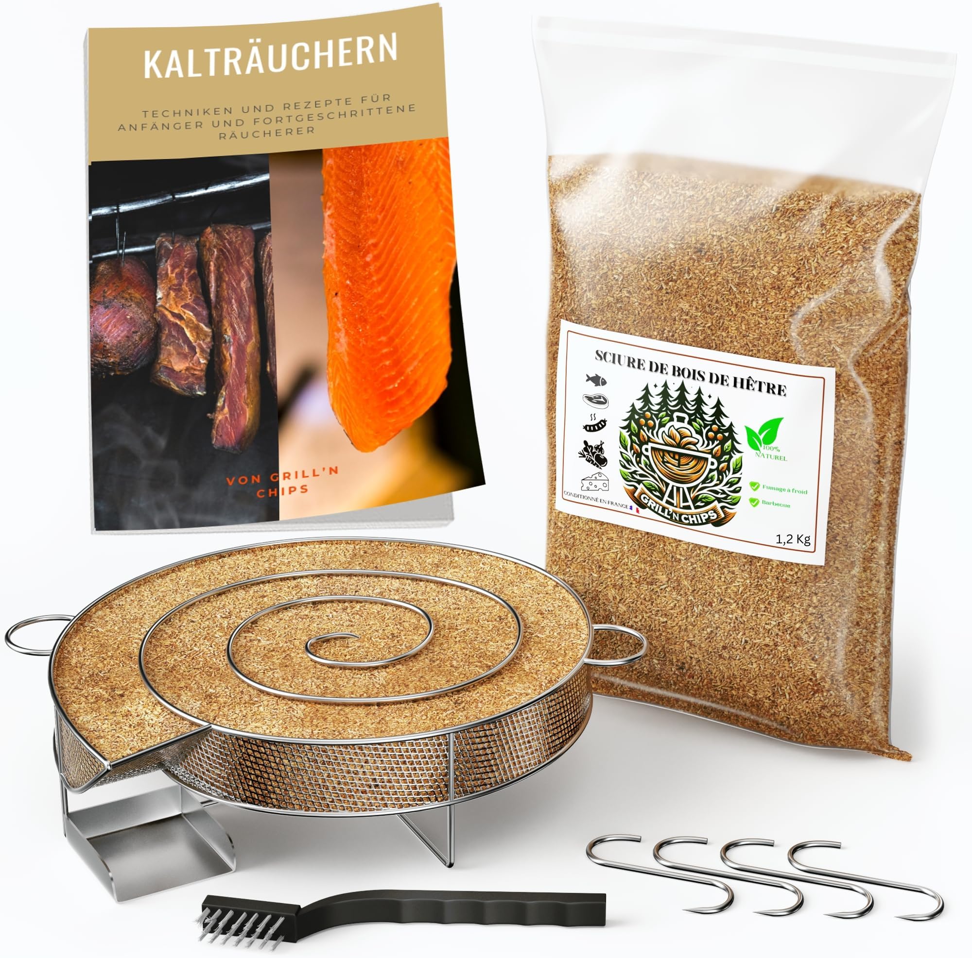 UQTUKO Kaltrauchgenerator – Edelstahl, Rund, Für Smoker & Grill, Mit Zubehör