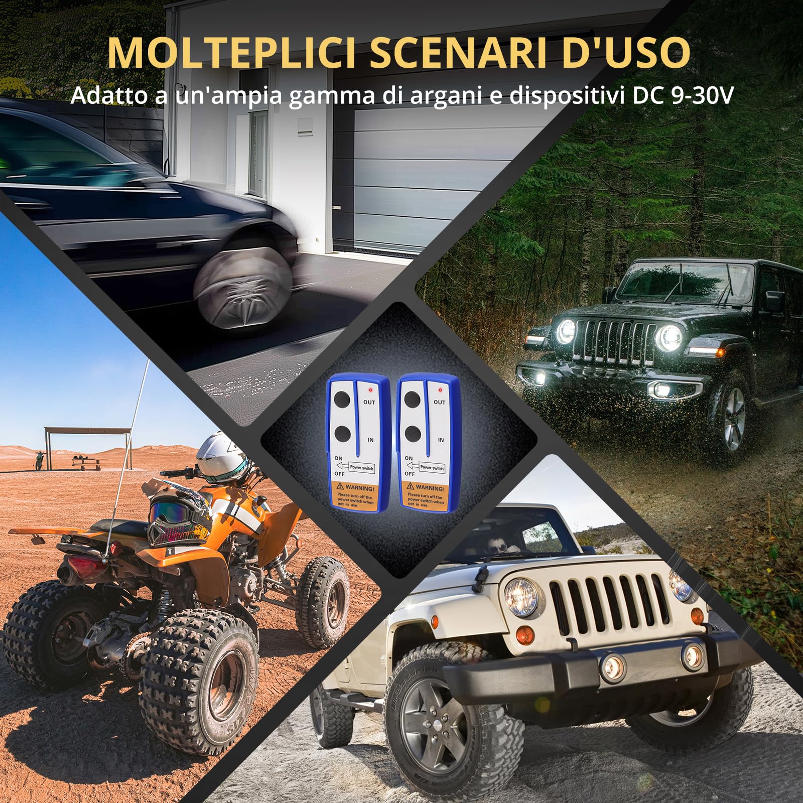 AMTOVL Kit Telecomando Wireless per Verricello 12V Portata Fino a 30 Metri Controller Wireless per Verricello con Spia per Auto Fuoristrada ATV SUV