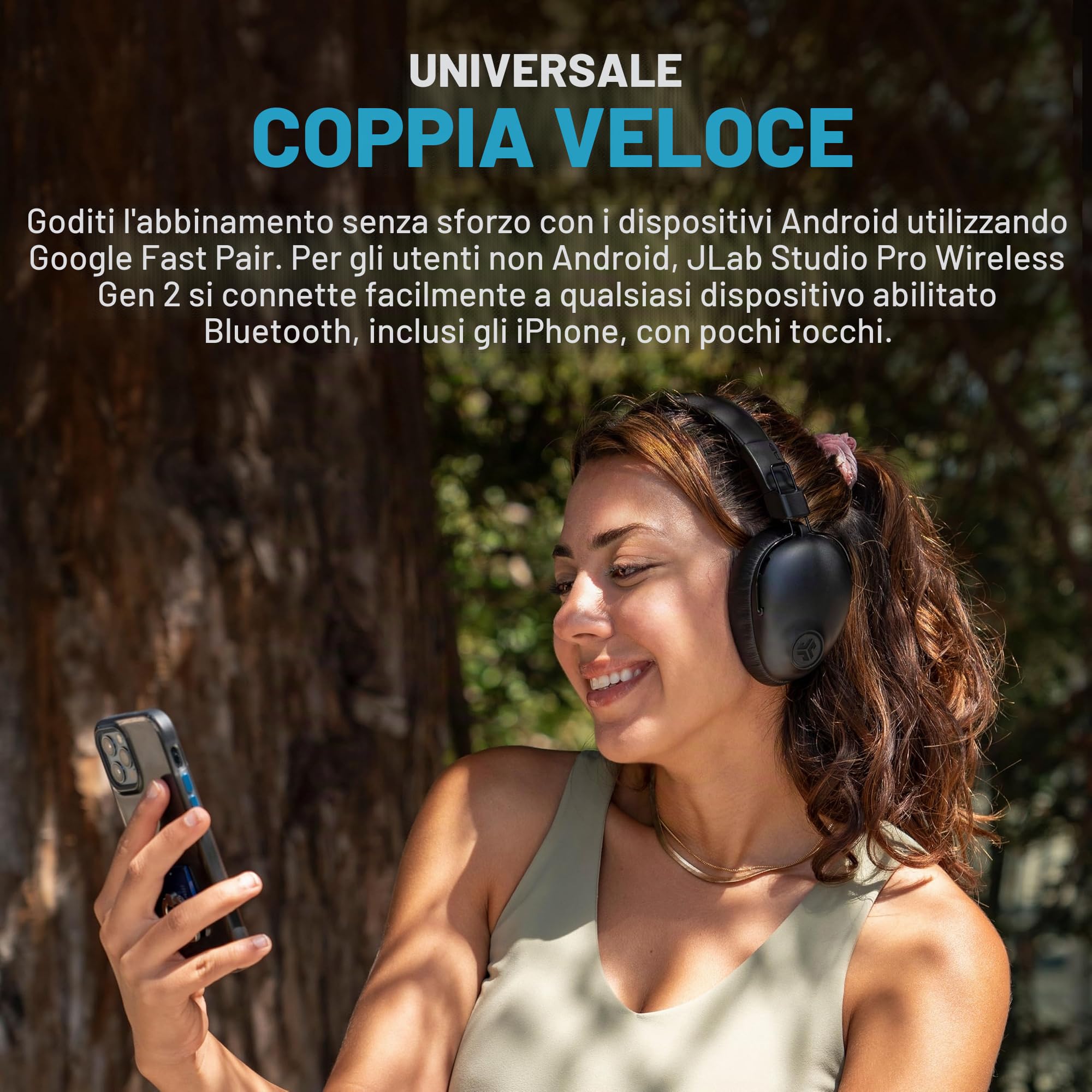 JLab Studio Pro+ Cuffie Bluetooth Over-Ear - Microfono 65 Ore, Nero | Cuffie Wireless con Microfono Integrato, Multipoint, Pieghevoli, Padiglioni imbottiti in Cloud Foam