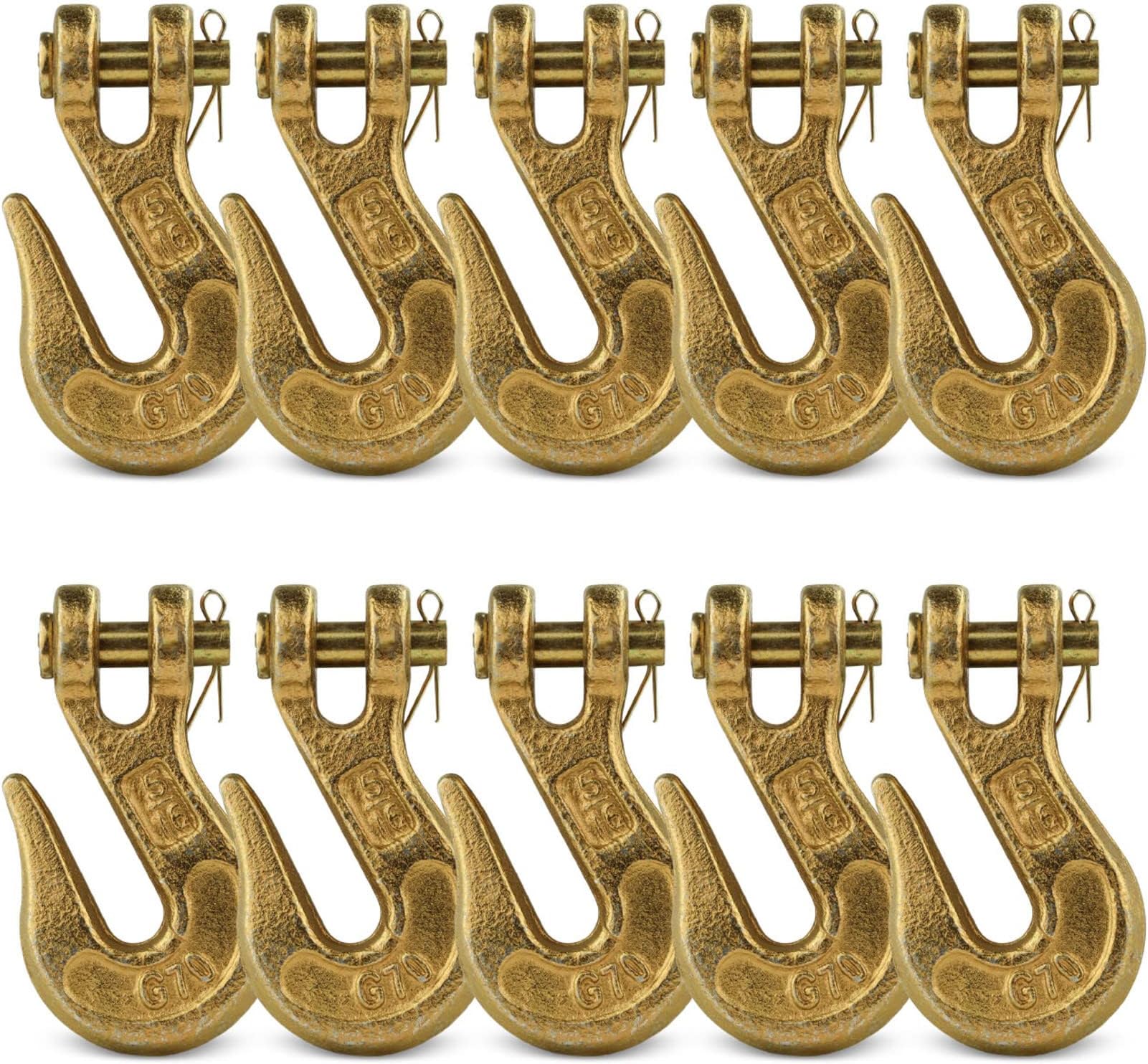 DC Cargo G70 5/16 Chain Hook (Pack of 10) – Heavy Duty Clevis Grab Hook for 5/16 Inch Grade 70 Chain - for Trailer Truck Transport - 4,700 lbs