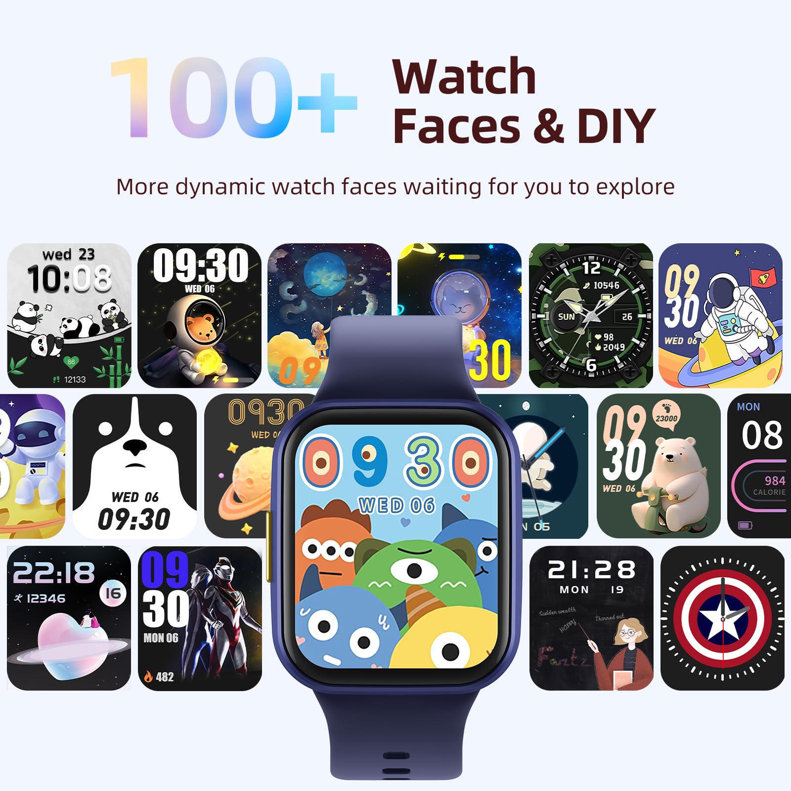 Parsonver Reloj Inteligente para Niños Smartwatch con 20 Deportivos Monitor Sueño Frecuencia Cardíaca IP68 Impermeable 1.69" Azul