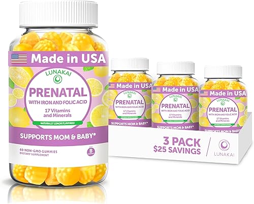 Miniatura 12 de Paquete de gomitas prenatales y vitamina D3 de Lunakai - Multivitamínico en gomitas para el embarazo con hierro y ácido fólico - Suplemento de apoyo