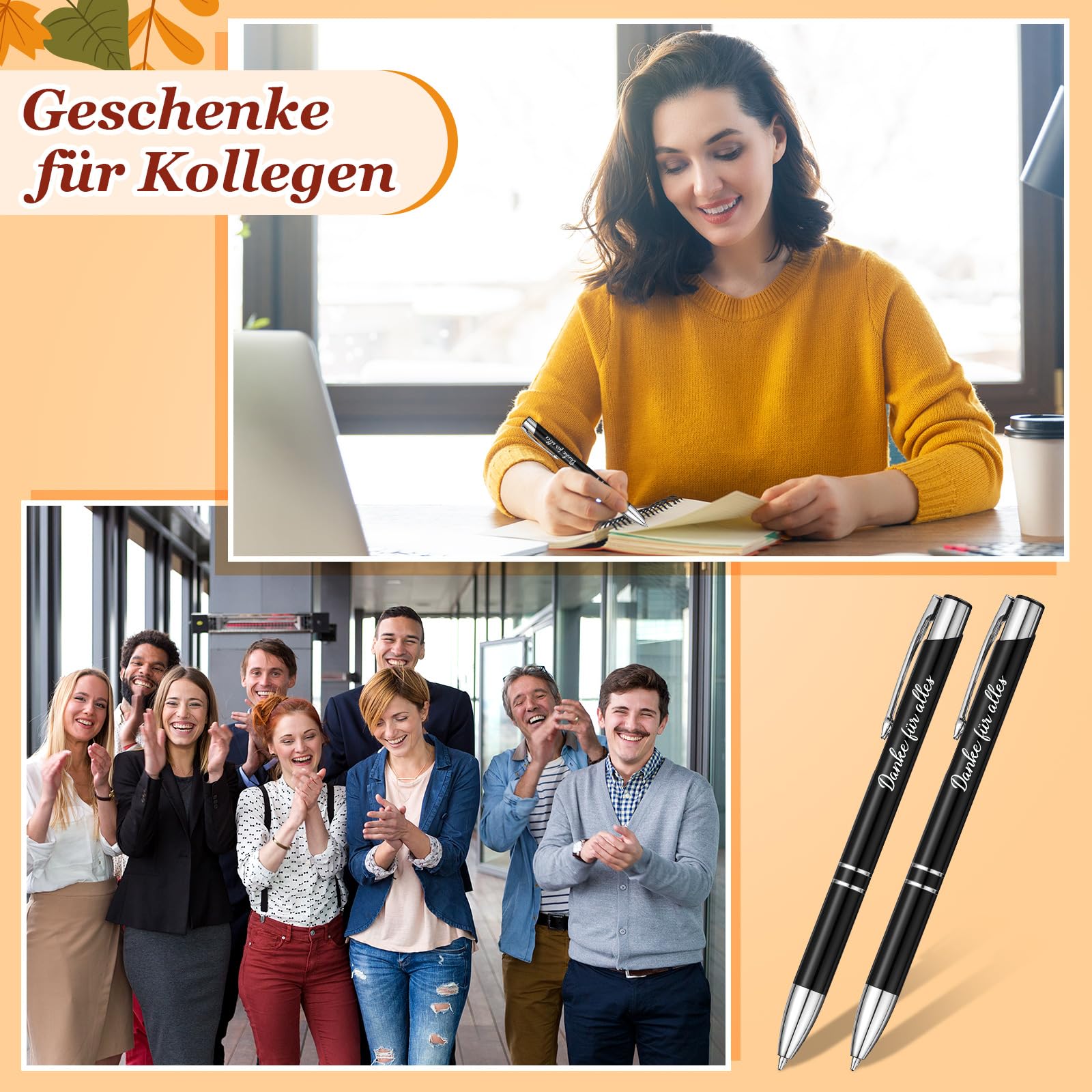 Tenare Set van 20 houten balpennen met spreuk, kaart lint, bedankje Tenare Set van 20 houten balpennen met spreuk, kaart lint, bedankje