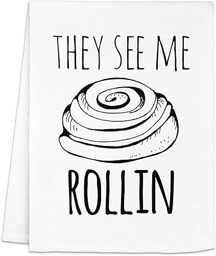 Miniatura 9 de Moonlight Makers, Chop It Like It's Hot, Flour Sack Kitchen Towel, Sweet Housewarming Gift, Funny Dish Towel, Farmhouse Kitchen Décor, (White)