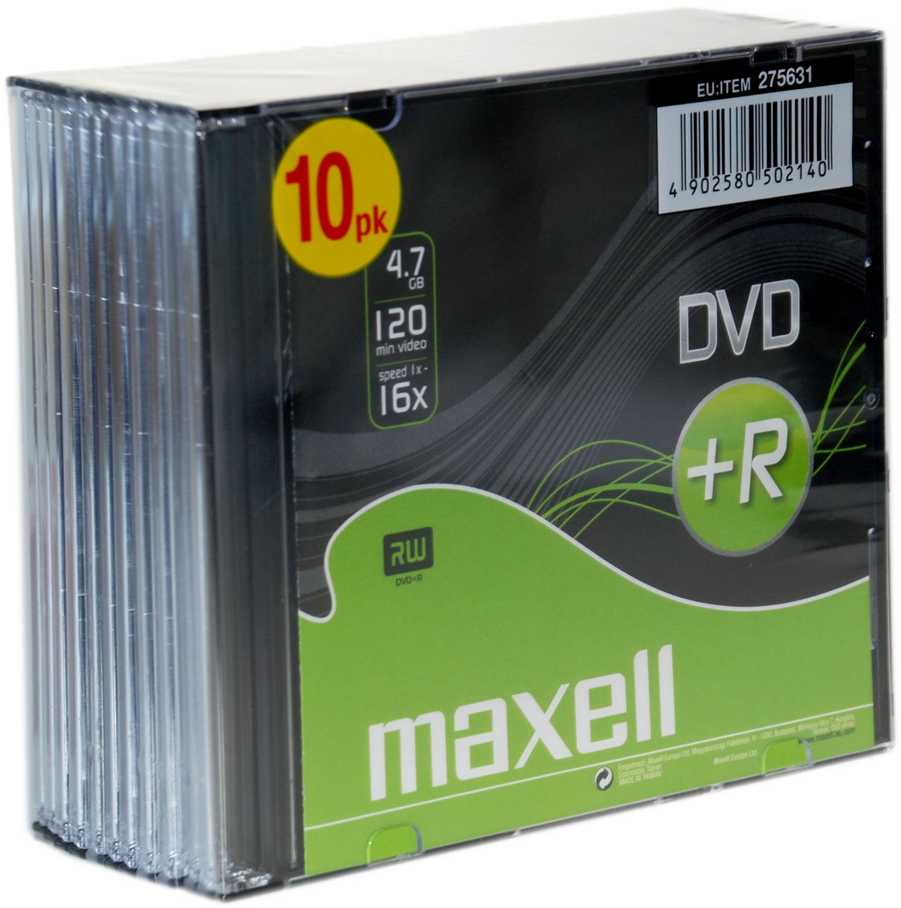 DVD-R Maxell 4.7GB - Confezione Da 10 | Velocit&agrave; 16X, Ideali Per Backup E Archiviazione