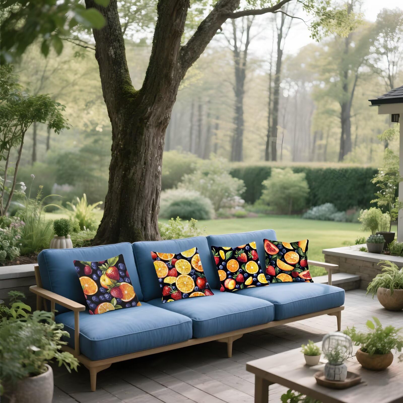 Cojines Sofa Fundas Cojines 50x50cm SúPer Suave Cojin Naranja quemado Fruta Juego de 4, Fundas Almohada Impermeable Exterior, Interior Y Exterior Cojin Decorativos, Para SalóN Regalos NavideñOs P-421