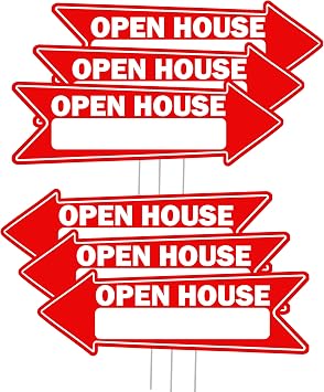 Rogue River Tactical 6 Piece Open House Arrow Yard Sign For Sale By Owner, Realtor, Real Estate 16x5 Inch