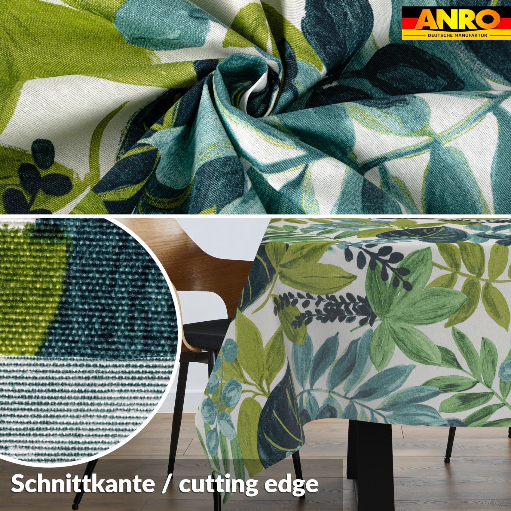 Mantel lavable, fácil de limpiar, de algodón y poliéster, antimanchas, para jardín, tropical, 2000 x 140 cm (20 m), para interior y exterior
