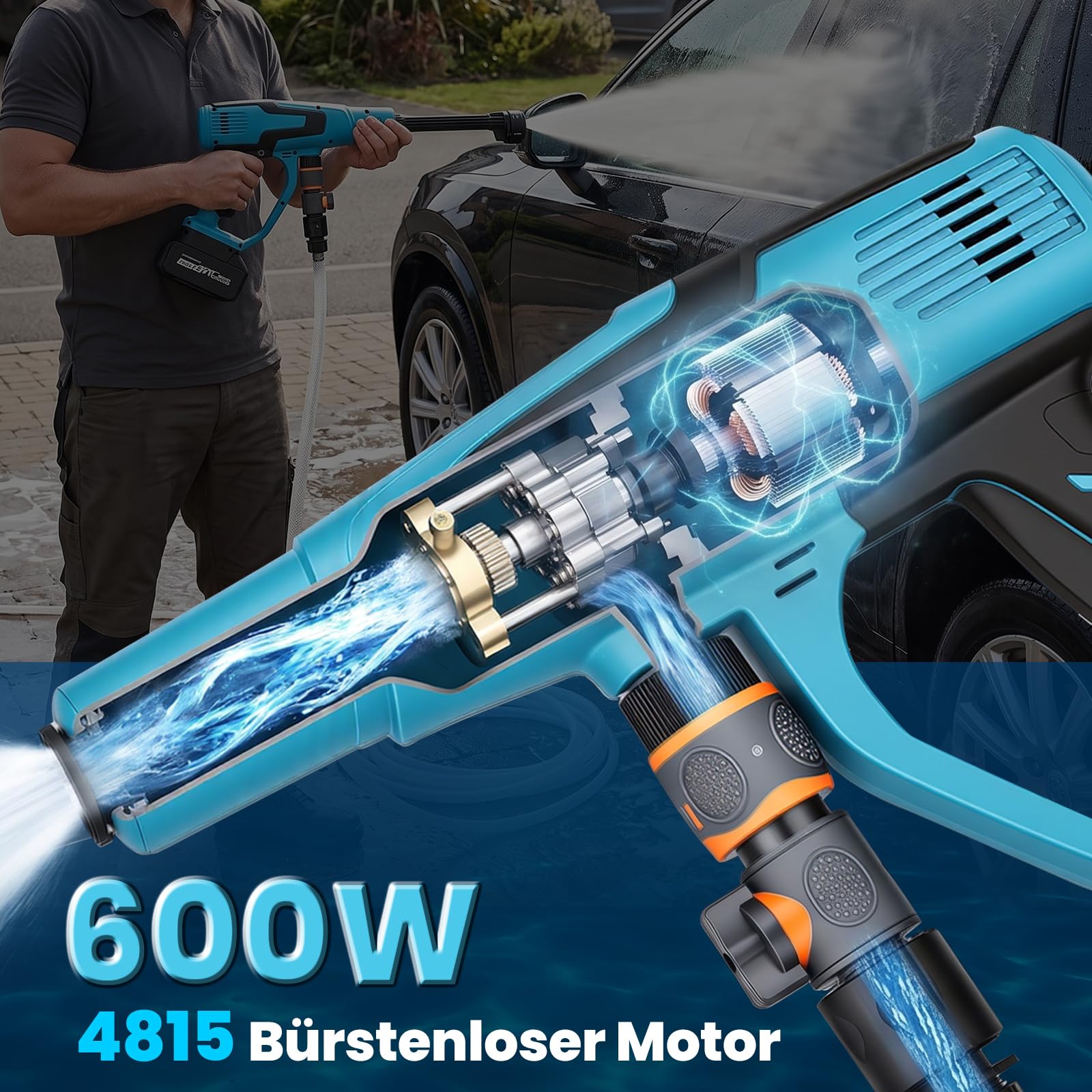 Yofuly Akku Hochdruckreiniger Kompatibel mit Makita 18V Akkus