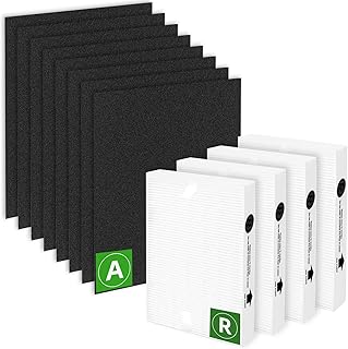 HPA200 Replacement Filters for Honeywell HPA200 HRF-ARVP200 Series Air Purifier,4 True HEPA Filter R and 8 Activated Carbon Prefilter A,Compatible with Honeywell HPA200, HPA201, HA202, HPA204, HPA250