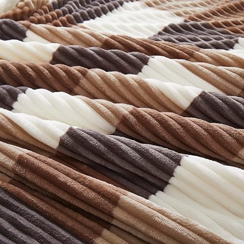 Miniatura 6 de PU MEI Manta Sherpa de tamaño individual, manta gruesa a cuadros, 60 x 80 pulgadas, franela súper suave, forro polar reversible, manta cálida de