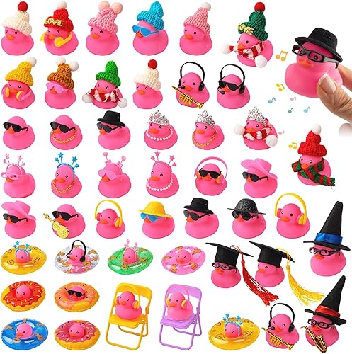 Juego de 50 juegos de pato de goma lindo pato de goma para fiesta de baño, juguetes para bañera, ducha, automóvil, decoración de tablero con mini