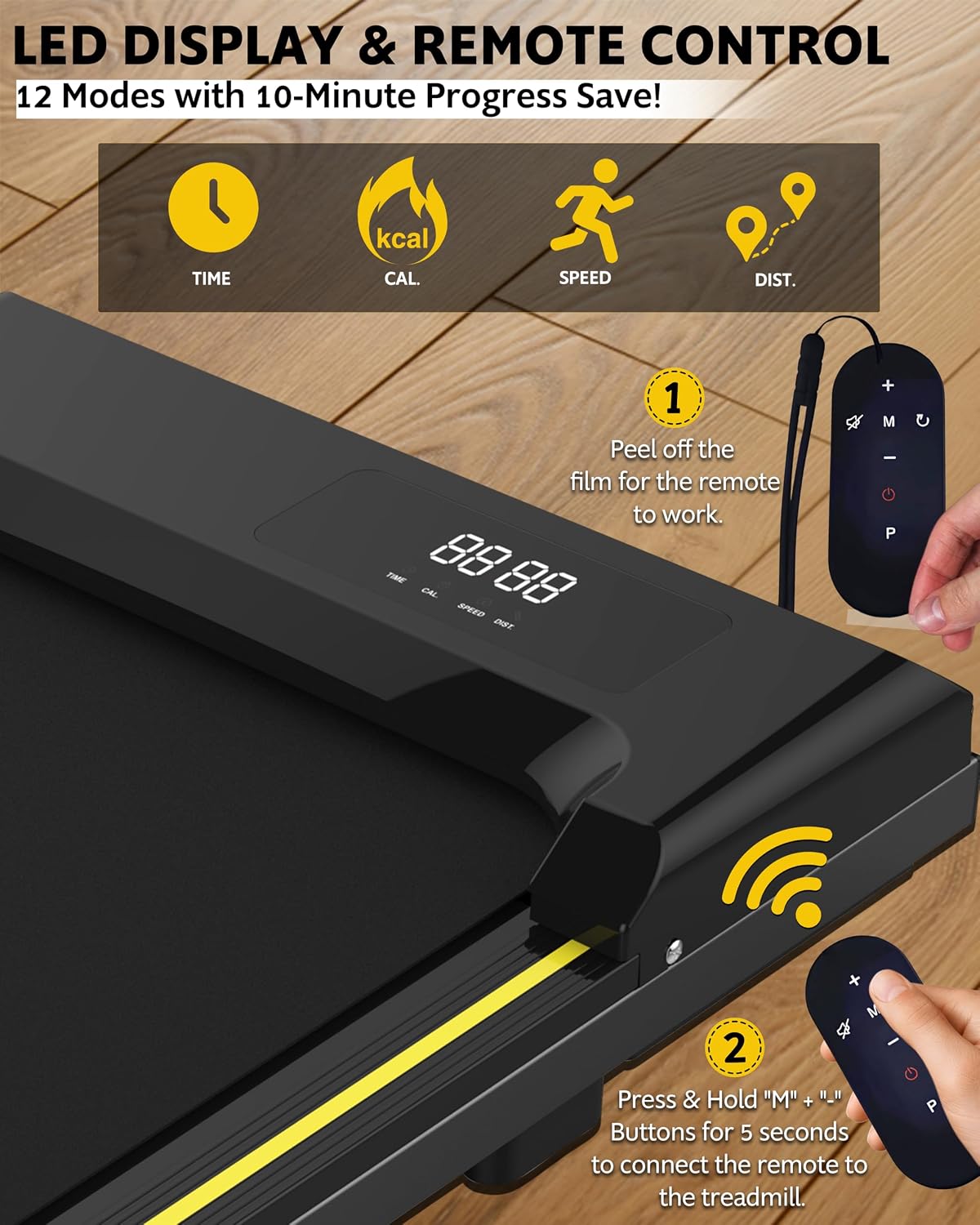 Under Desk Walking Pad Treadmill, 15kg Lightweight Portable with Remote Control, Space-Saving with Easy Set up, Jogging Machine for Home & Office, Max Weight 220lbs/100kg, up to 6km/Hour 2026 - view 2