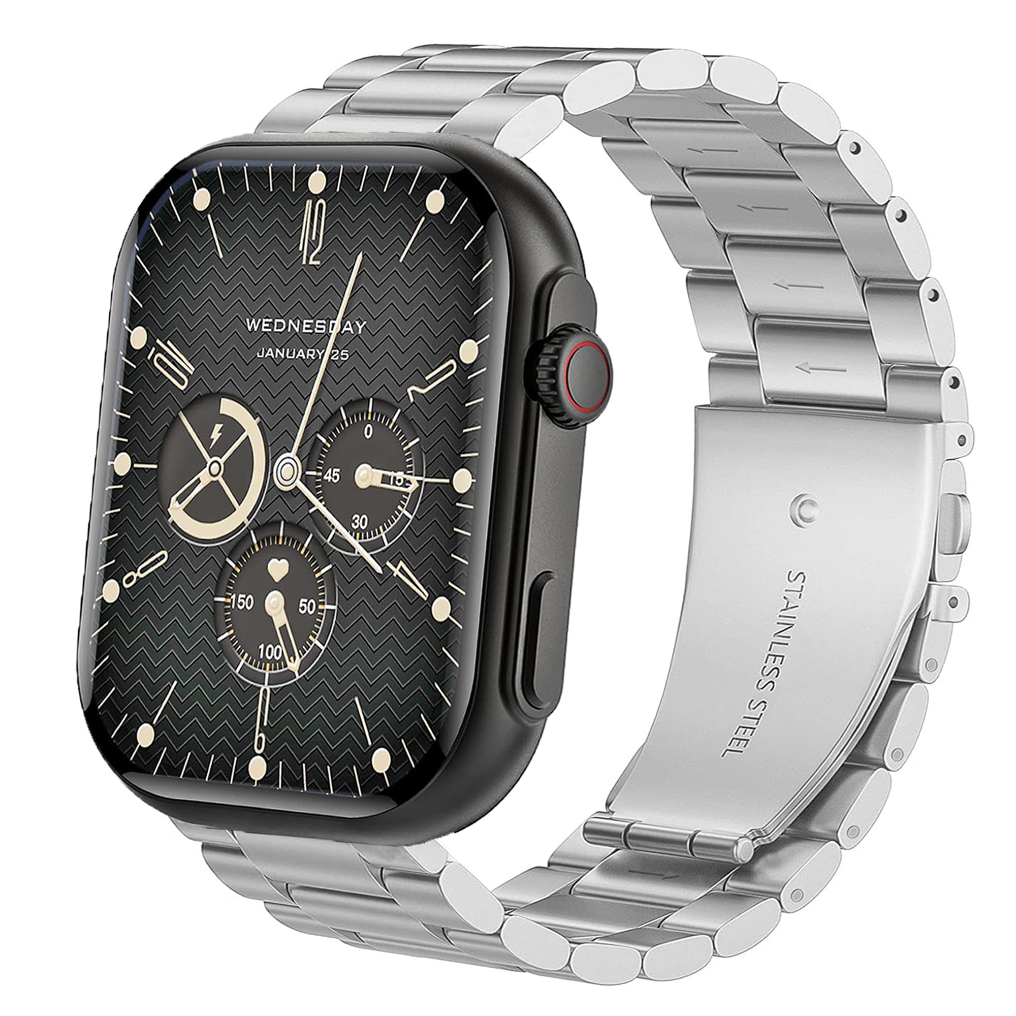 Blueshaweu Compatible for HOLALEI ZL80 Smartwatch 2.01" Band, Quick Release Stainless Steel Metal Replacement Straps Compatible with HOLALEI Smartwatch 2.01 inch ZL80