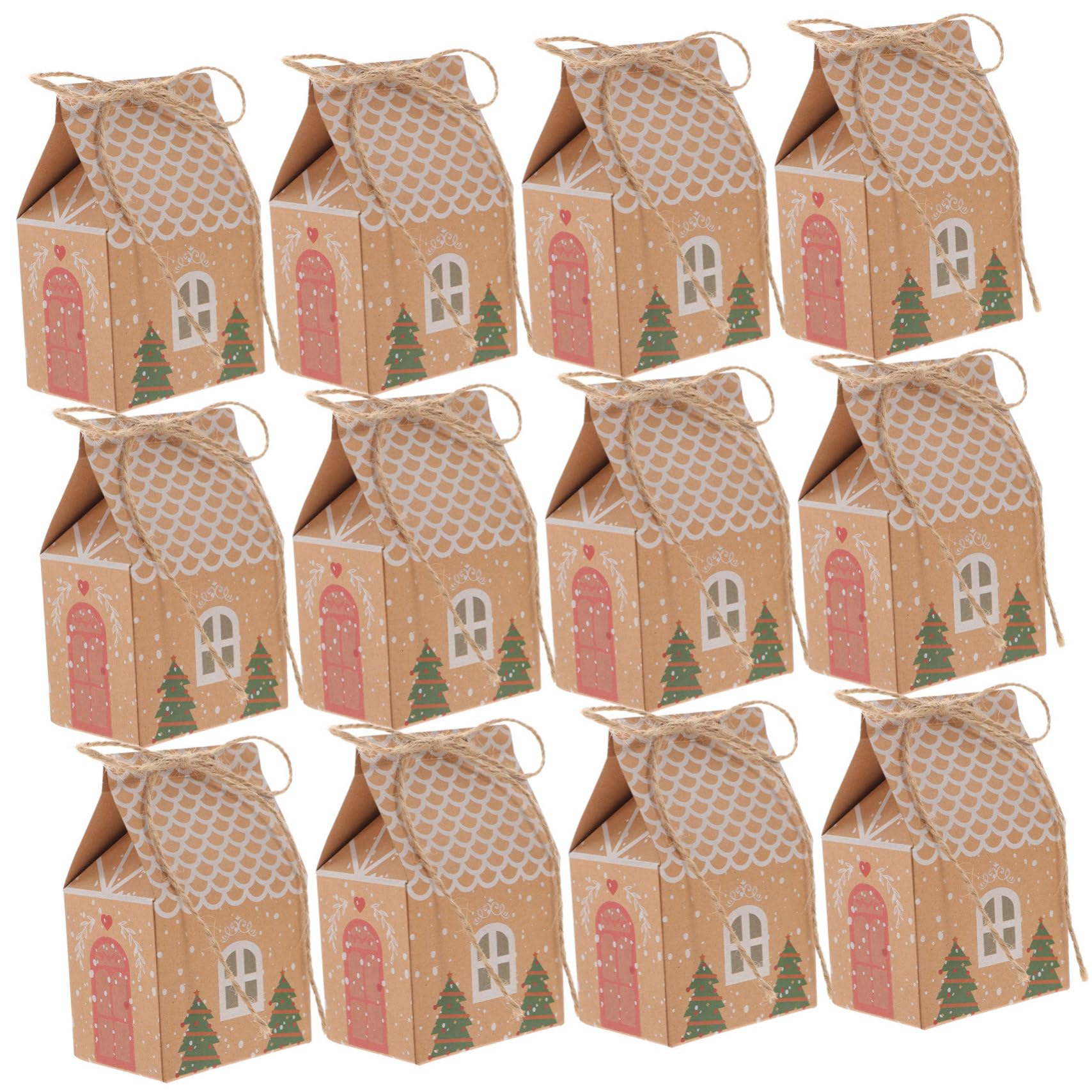 TOVINANNA 50satz Hausform Geschenkverpackungsboxen Anhängern und Kordeln aus Hochwertigem Kraftpapier Robust und Wiederverwendbar für Pralinen Süßigkeiten und Kleine Geschenke