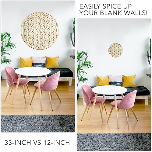 Miniatura 3 de Fourth Level MFG - Arte de pared de madera de geometría sagrada de 33 pulgadas, escultura de semilla de vida, decoración zen para el hogar para yoga