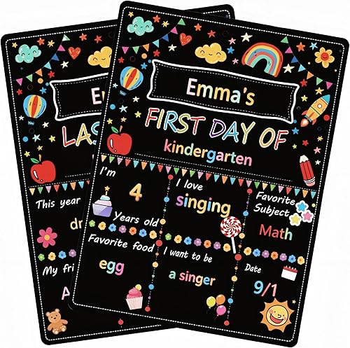 First & Last Day of School Chalkboard Sign - Double-Sided Reusable Back to School Photo Prop, 11"x14" Kids Milestone Keepsake for Preschool, Kindergarten, Elementary