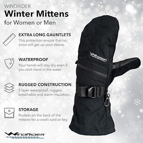 Miniatura 2 de Guantes de invierno resistentes al agua  Guantes extra largos  Snowboard, esquí, pesca en hielo, manoplas  Peso medio