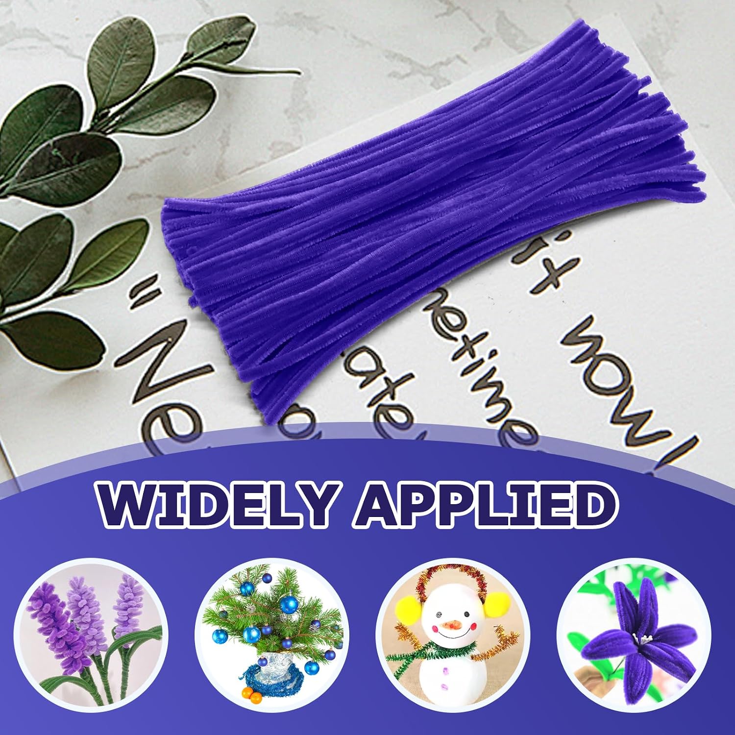 Uenhoy 100 Pcs Dark Violet Pipe Cleaners Chenille 6mm x 12" Craft