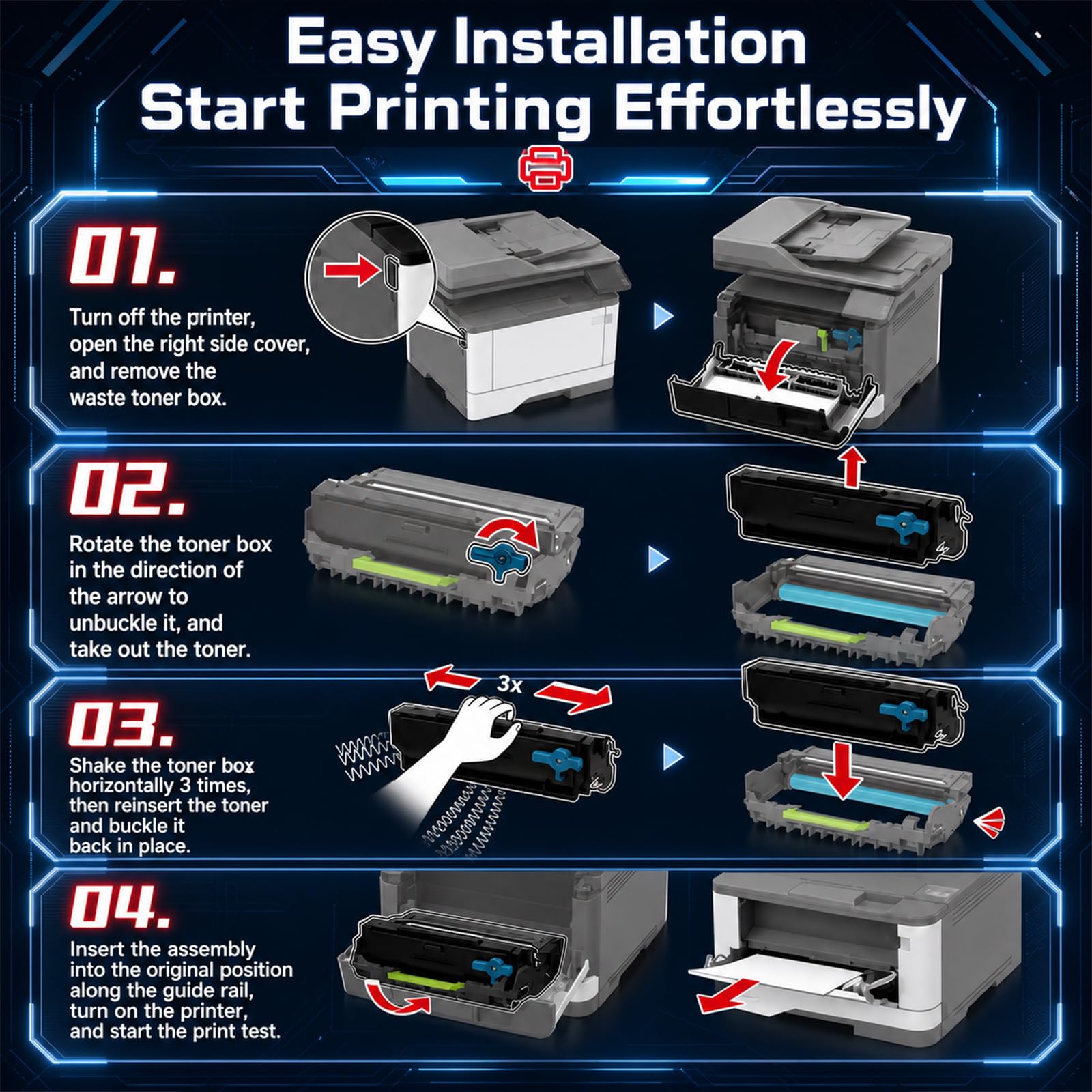MX-B42T - Cartuccia toner senza chip, compatibile con Sharp MX-B42T 25B3430