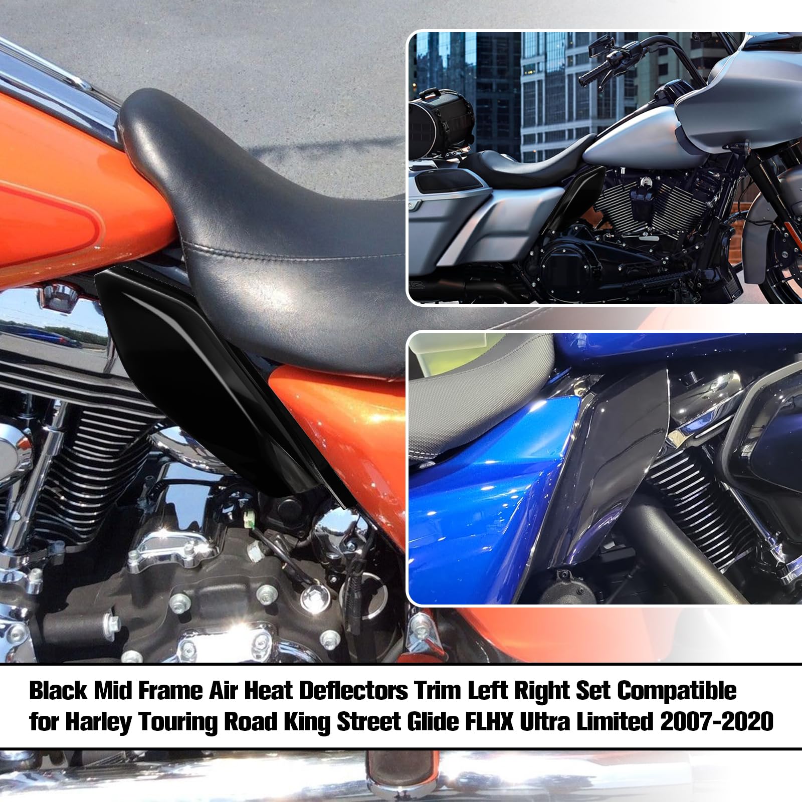 Déflecteurs d'air Gauche/Droite pour Harley Davidson Touring Street Glide Road Glide Electra Glide Road King Ultra Limited Tri Glide CVO Noir Vif