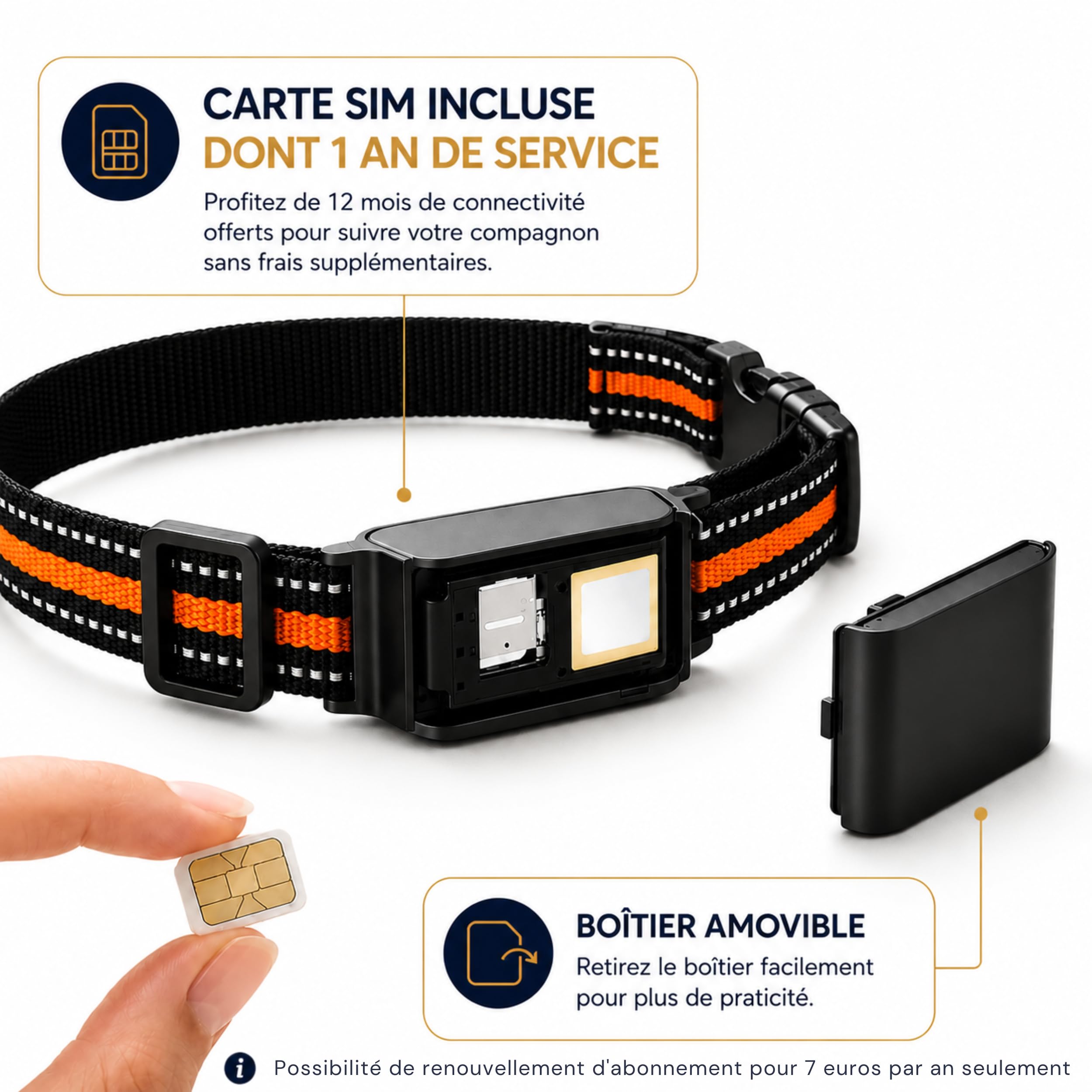 Soyi – Collier GPS Chat et Chien avec Carte SIM Incluse et 1 an de Service, Compatible iOS et Android, Localisation en Temps Réel, Suivi d'Activité et du Sommeil, Batterie Longue Durée, Étanche