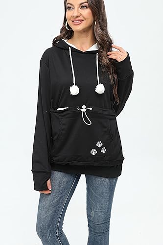 Miniatura 7 de BOMBAXCEIBA Bolsa de forro polar para mascotas y gatos con capucha y bolsillo canguro, Gris