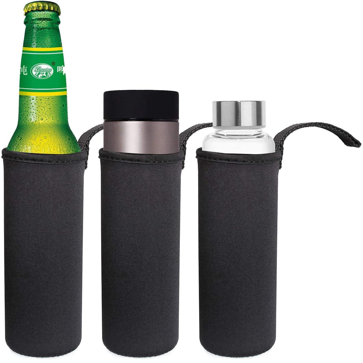 Zwarte Neopreen Flessenhouder | 500 ml | Op voorraad