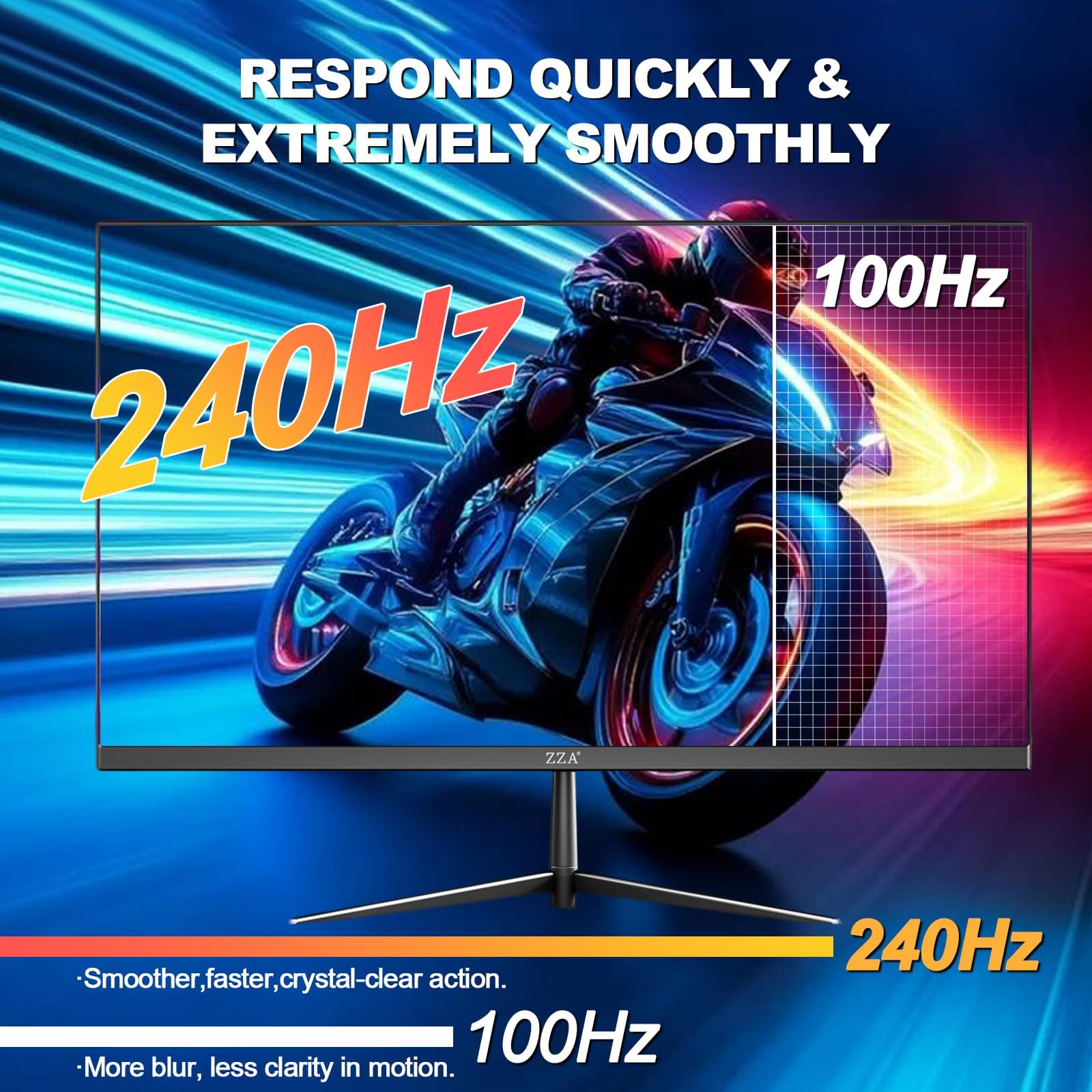 CRUA Moniteur de Jeu 24.5 Pouces FHD (1920 x 1080), Incurvé Écran PC, 240 Hz, 1 ms (MPRT), Adaptive Sync, 120% sRGB,Technologie Eye Care Plus, lumière Bleue, Flicker Free,VESA,DP, HDMI,Noir