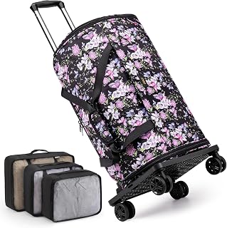 Rolling Garment Bag for Travel, 50L Duffle Bag with Shoe Compartment, 4pcs