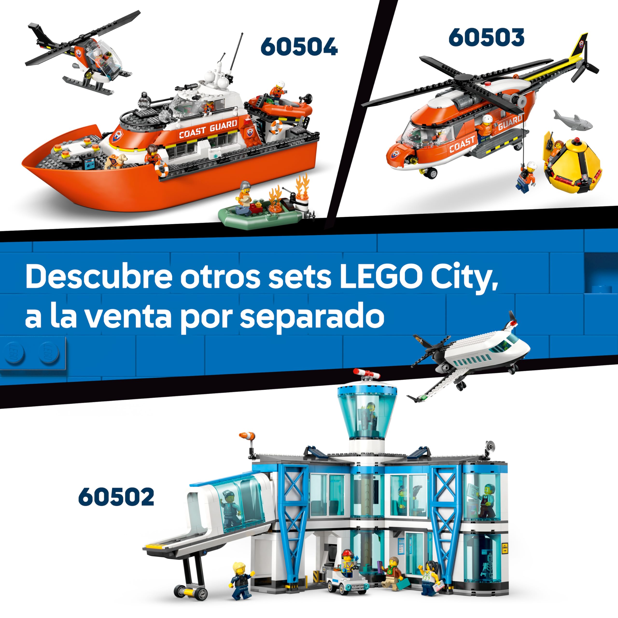 LEGO City 3 en 1 Remix: Avión, Camión Técnico y Aerodeslizador de Juguete - Kit de Maquetas de Vehículos Combinables con 3 Minifiguras - Idea de Regalo Stem para Niños de 7+ Años - 60505