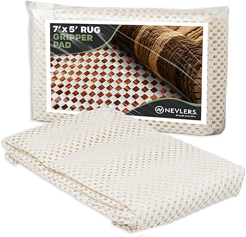 Nevlers Alfombra antideslizante blanca de 5 x 7 pies, diseño antideslizante de PVC, almohadilla de alfombra de tejido abierto personalizable para