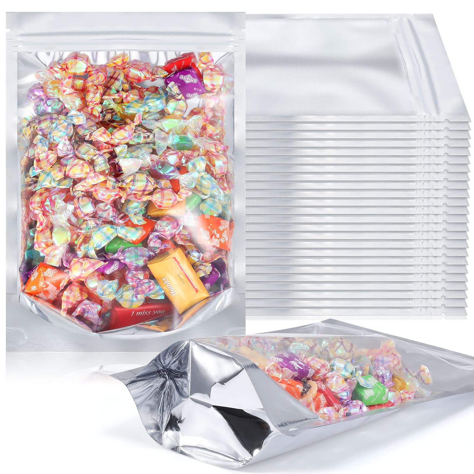200 Pieces Resealable Mylar Bags Clear Front Mylar Bags Reliable Edible