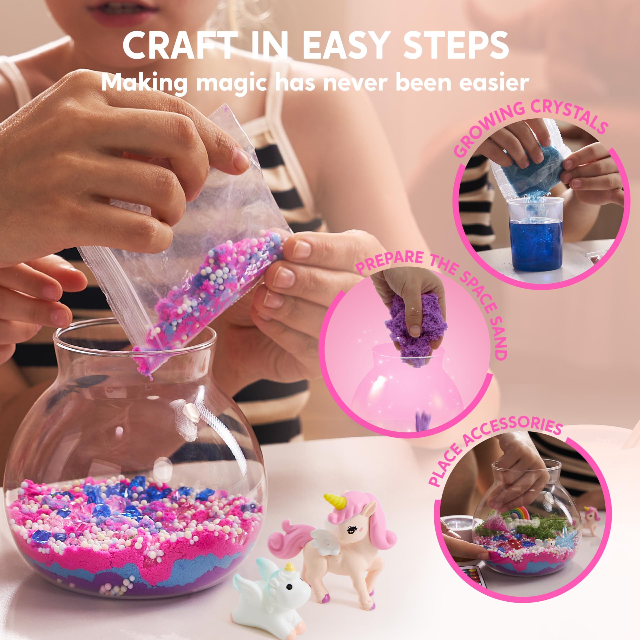 Klever Kits Zestaw do terrarium jednorożca dla dzieci, lampka nocna, jednorożec, zabawka dla dziewczynek w wieku 8-12 lat, prezent urodzinowy, prezent wielkanocny dla dziewcząt i chłopców