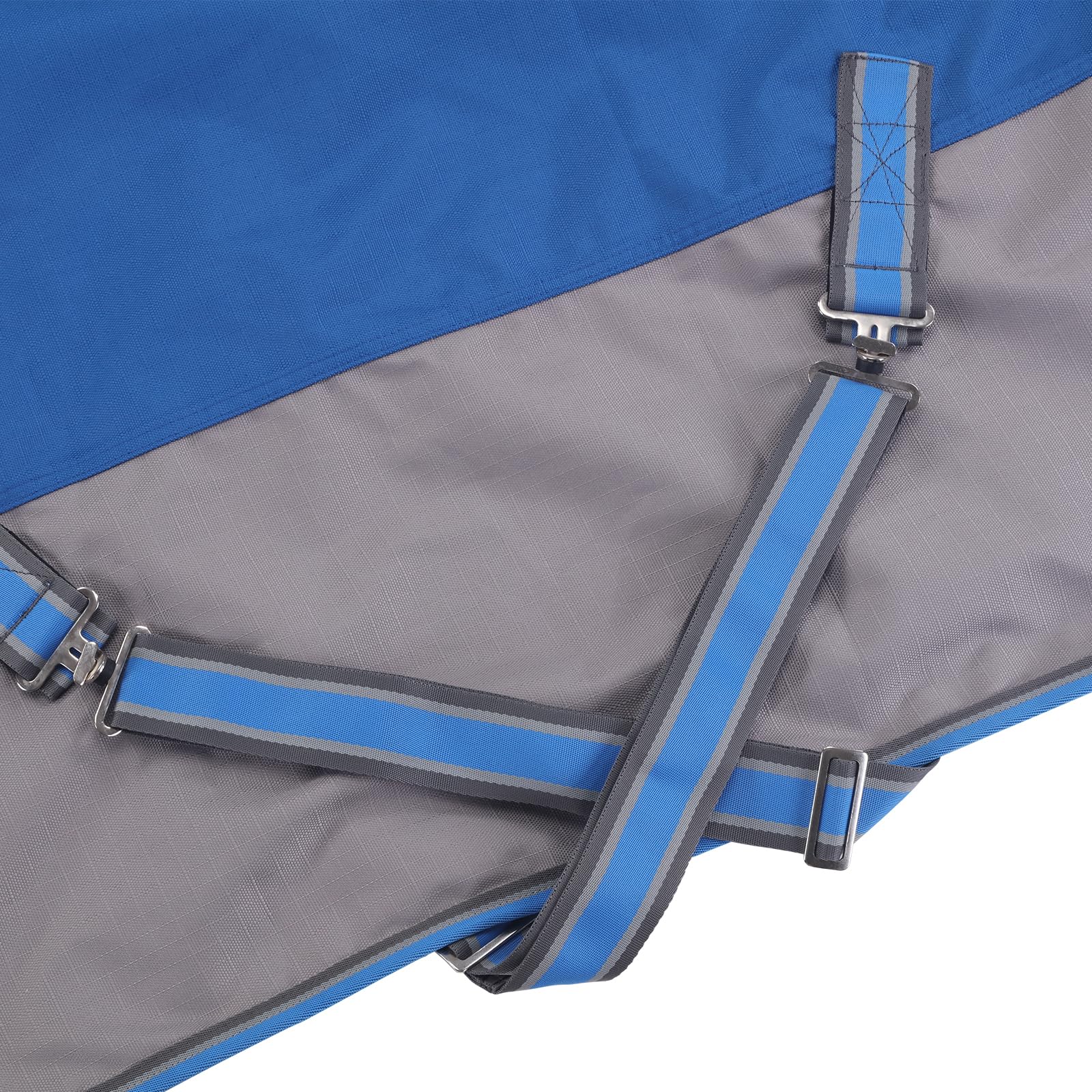 1200D Coperta per cavalli resistente allo strappo senza imbottitura (0g), Coperta da esterno leggera, impermeabile e traspirante per cavalli, Blu-Grigio 145 cm