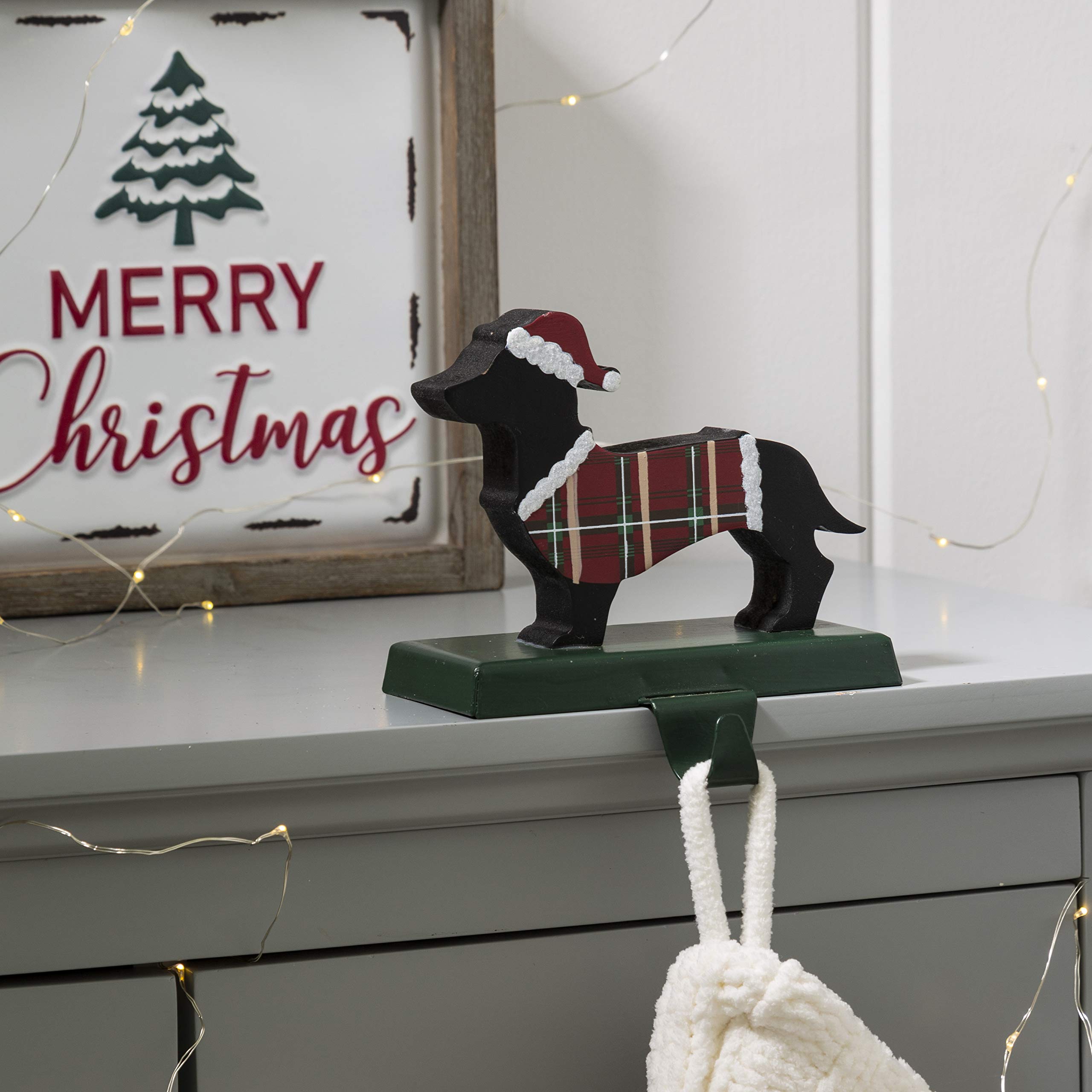 Porte-Chaussettes Dachhound Glitzhome Crochet de Noël Teckel pour Déco Intérieure