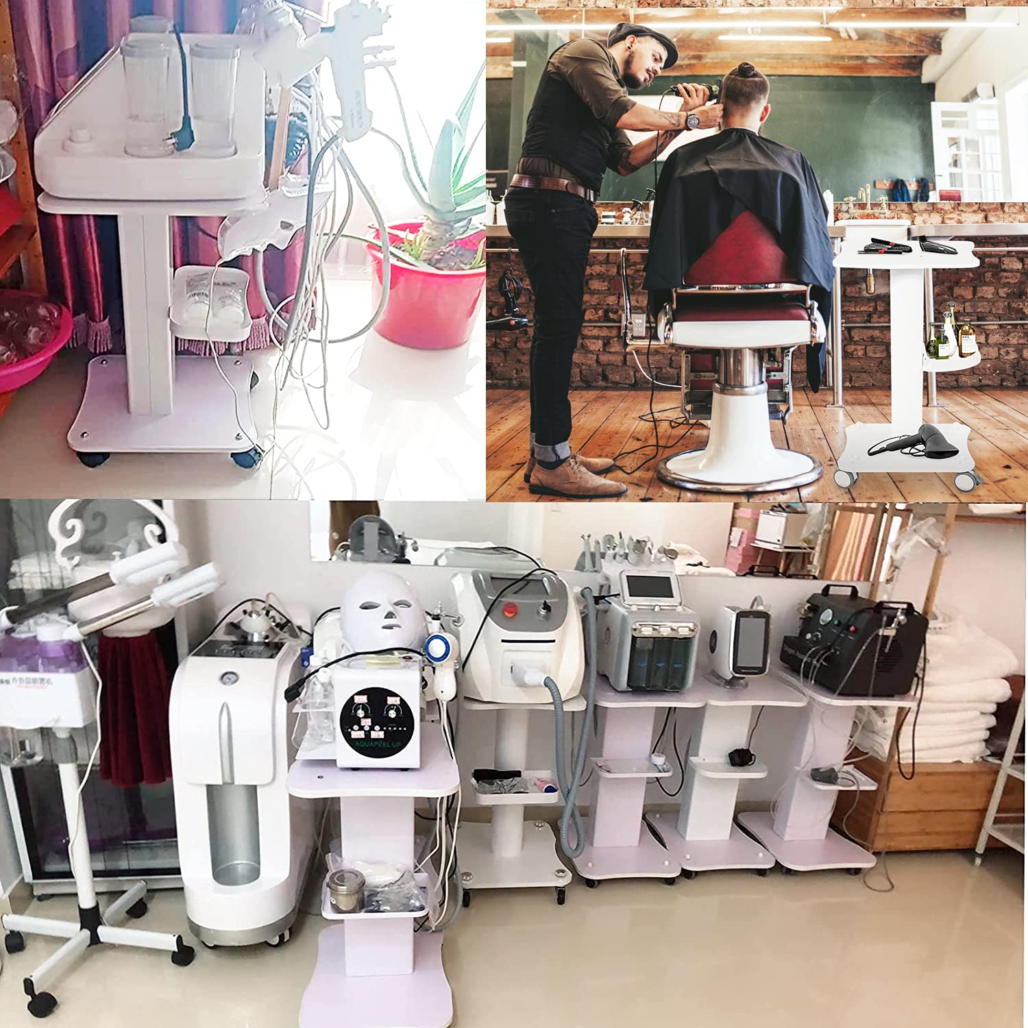 Carrello cosmetico da salone – Trolley portatile Beauty Salon in ABS con vano portaoggetti e ruota del freno – Spa Salon Barbiere Rolling Carrello per strumenti di bellezza e scopi medici