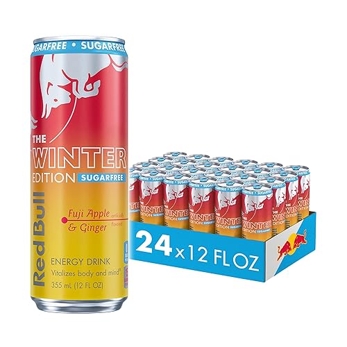 Red Bull Sugar-Free Fuji Apple and Ginger Winter Edition Energy Drink, with 80mg Caffeine plus Taurine & B Vitamins, 12 Fl Oz, Pack of 24 Cans - Sugar-Free Fuji Apple and Ginger - 12 Fl Oz, 24pk, (1x24)