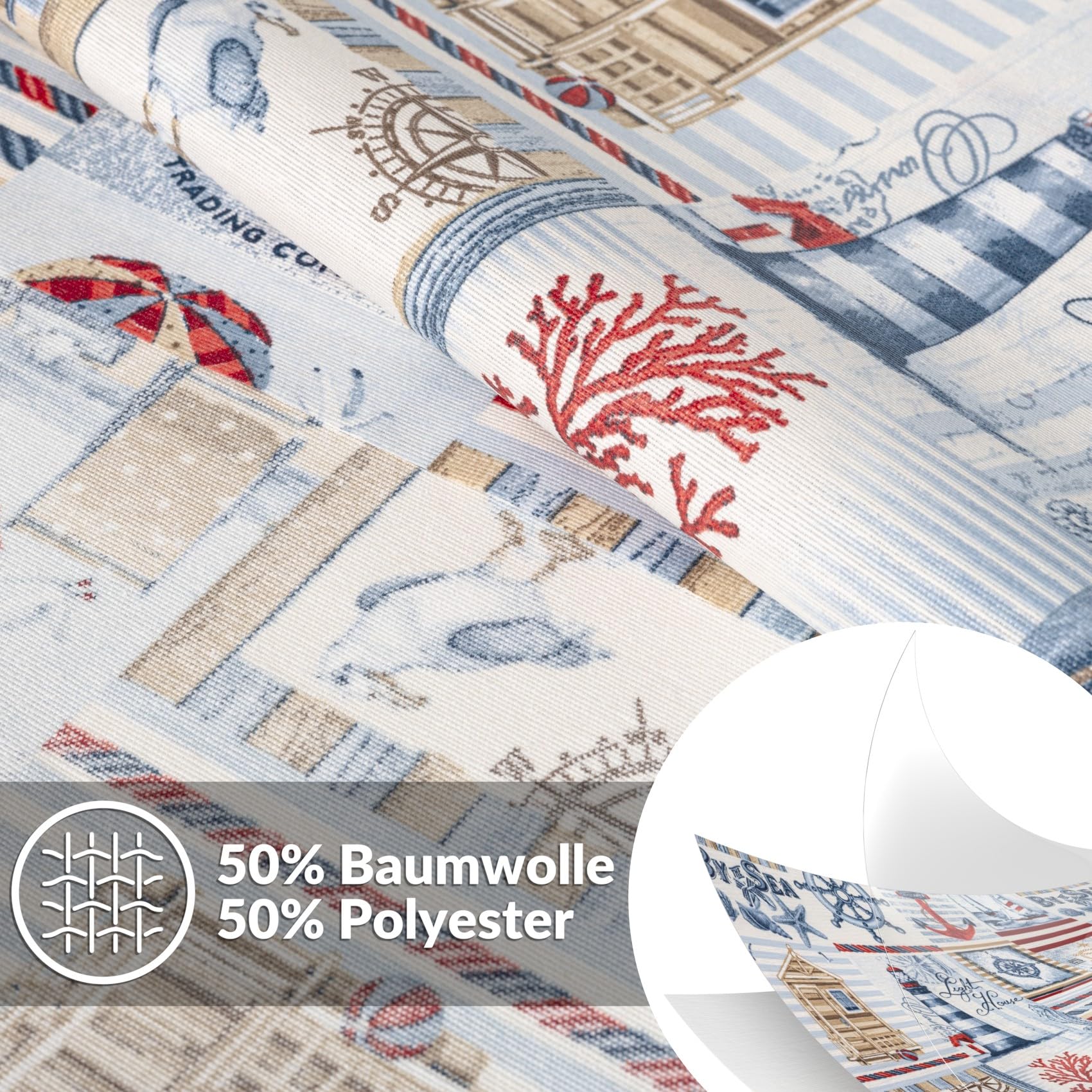 Tovaglia lavabile, effetto loto, facile da pulire, in cotone e poliestere, antimacchia, per esterni, 100 x 140 cm, con nastro a pistagna