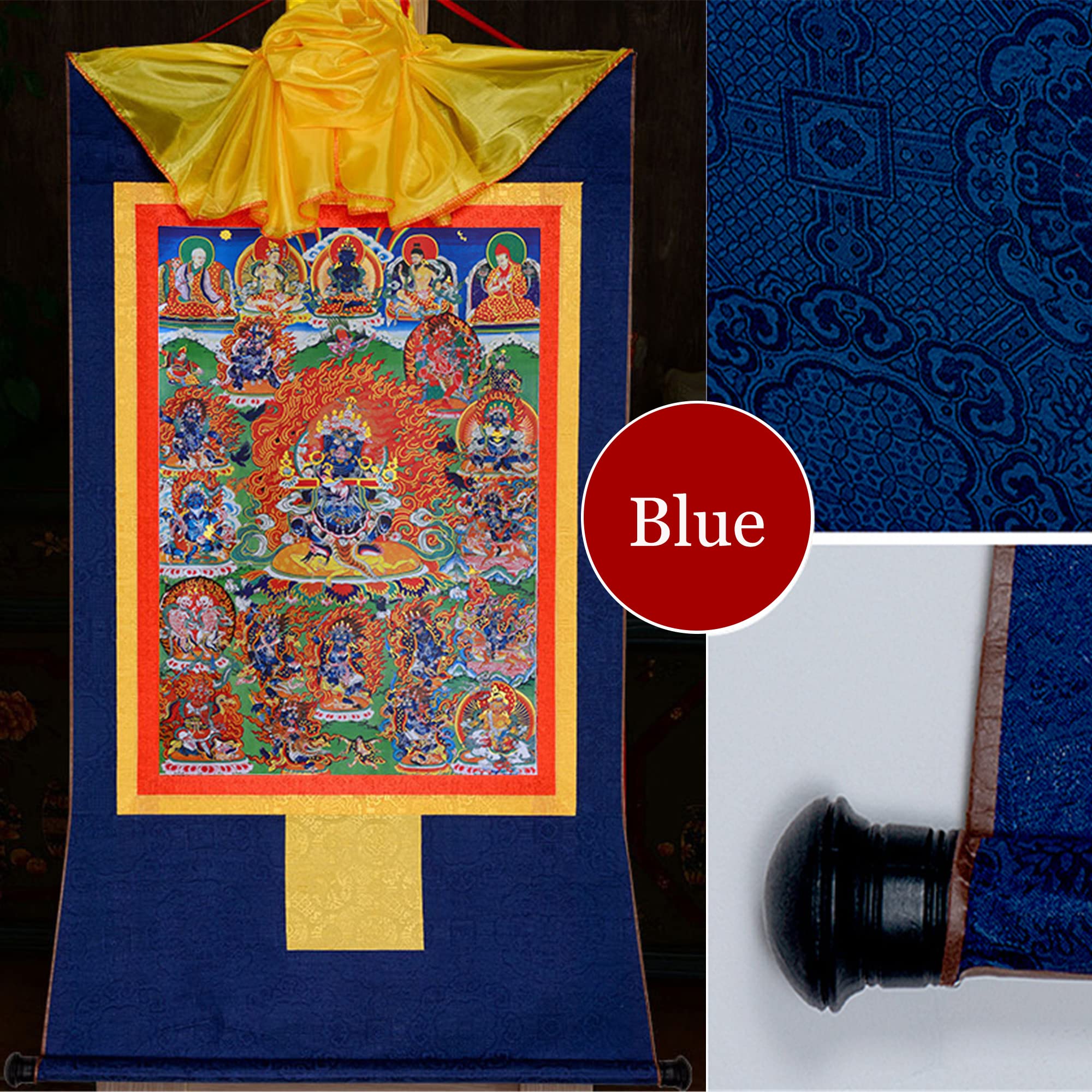 Gandhanra Thangka Tibetische Wandbehang,Dharmapala Panjaranata Mahakala Thangka,Heißgeprägter Buddha Wandteppich für Zen Wohnkultur, Meditation, Spirituelle Entspannung und Ruhe
