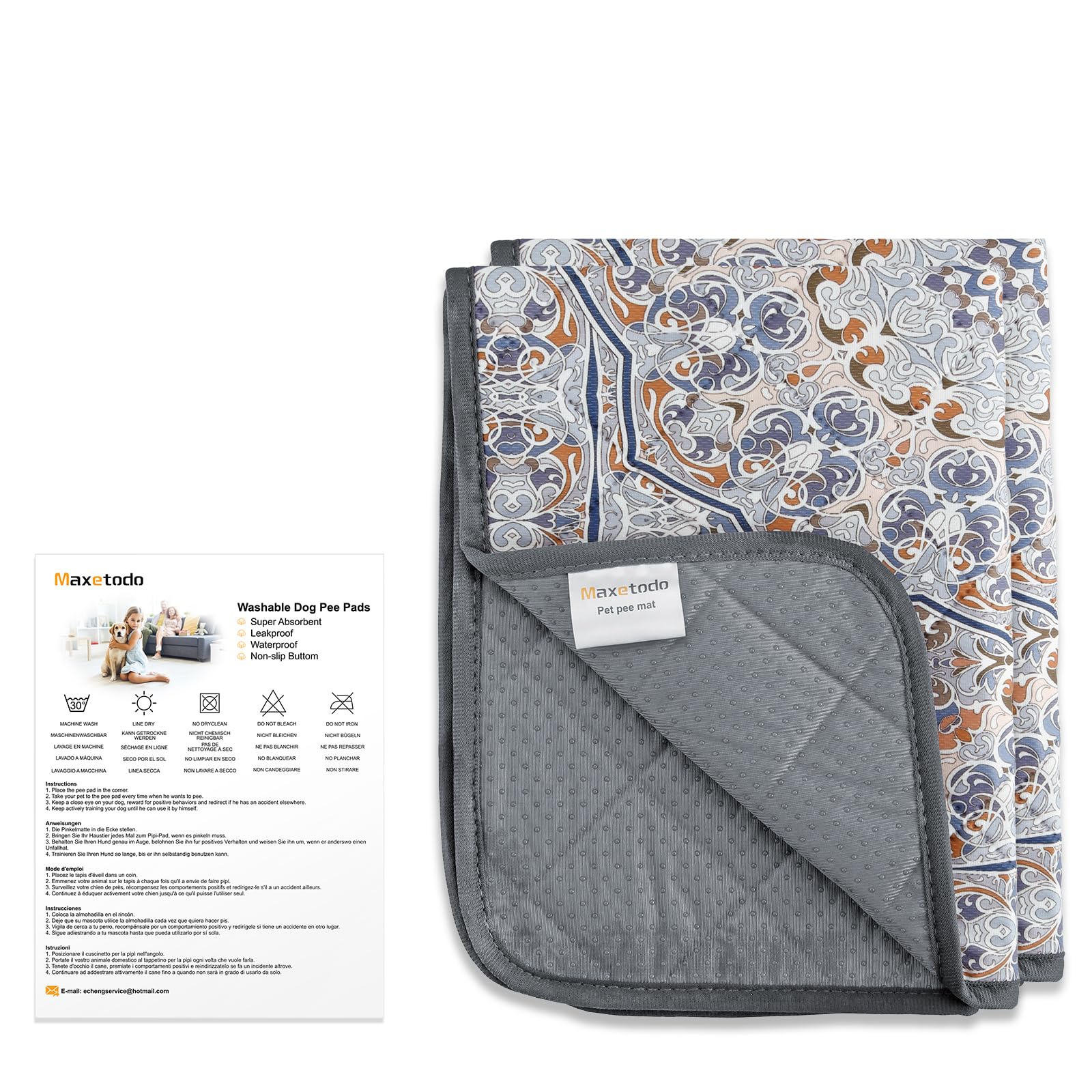 2PCS Tappetini Riutilizzabili per Cani, 92x92 cm, Assorbenti, Impermeabili, Antiscivolo e Lavabili, Cuscinetti Lavabili per l'addestramento dei Cani, Ideali per Gabbie, Pavimenti e Mobili