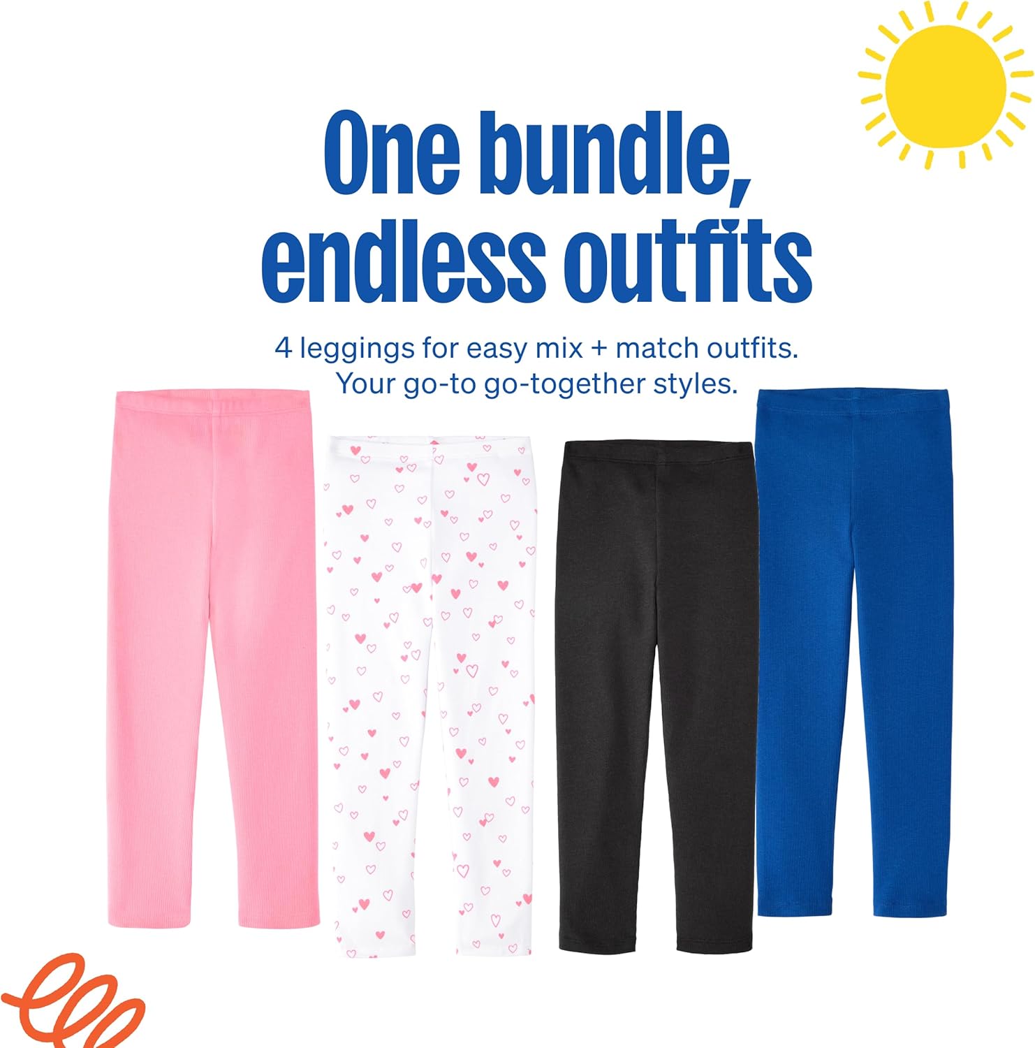 Garanimals Baby & Toddler Girl Leggings - Machine-Washable Kid's Clothes - Size 0-6T - 4 Pack - Image 4