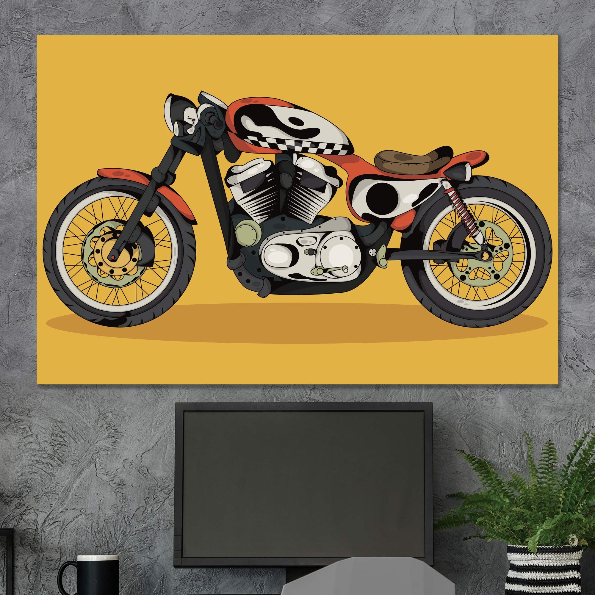 Amazon.co.jp: SIGNWIN キャンバスウォールアート 明るい赤と白 カフェ