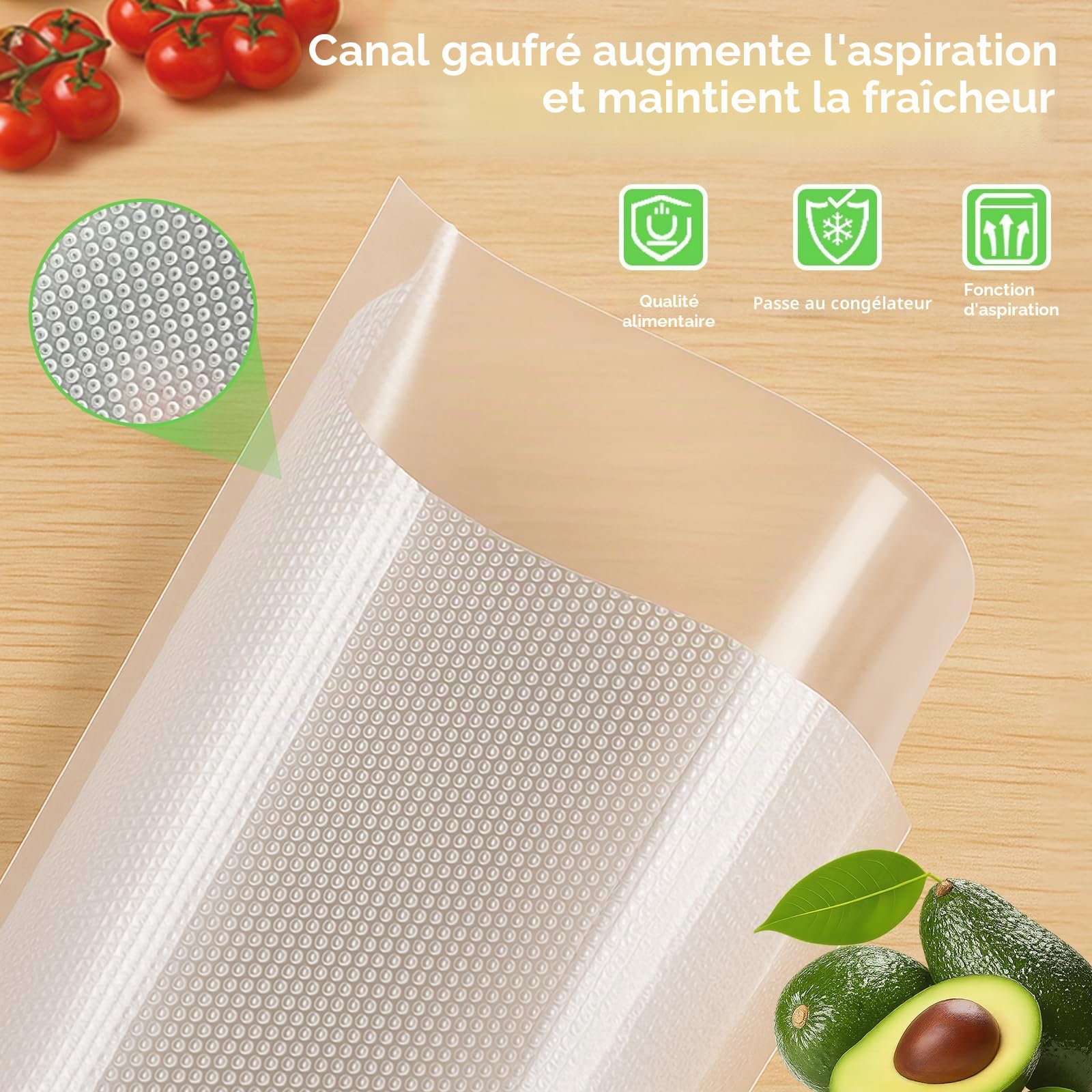 MakMeFre 300 Sacs Sous Vide Alimentaire 20x30cm Sans BPA LFGB Congélation