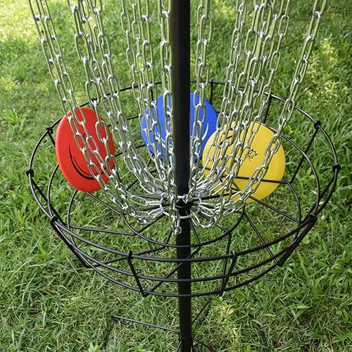 Miniatura 6 de Cesta de golf de disco incluye 3 discos, 24 cadenas portátiles de metal para golf
