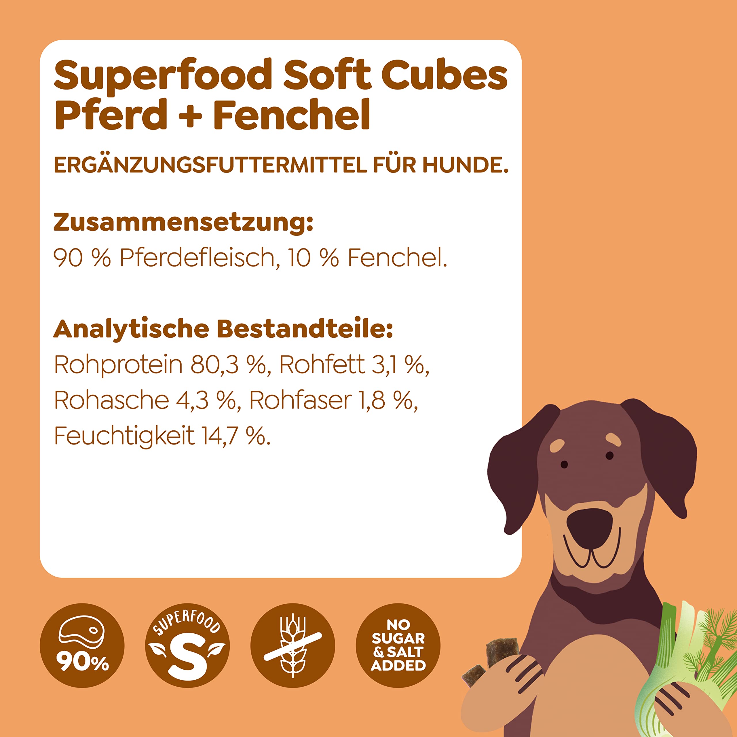 Wow Soft-Snacks I Cubes Pferd I Pferdefleisch mit Fenchel für Hunde I 100 Prozent Natur I Nahrungsergänzung I Belohnung beim Spiel & Training (6X 150g)