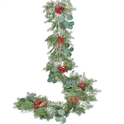 Christmas Pine Garland, Artificail Greengery Garland Indoor Outdoor Garden Gate