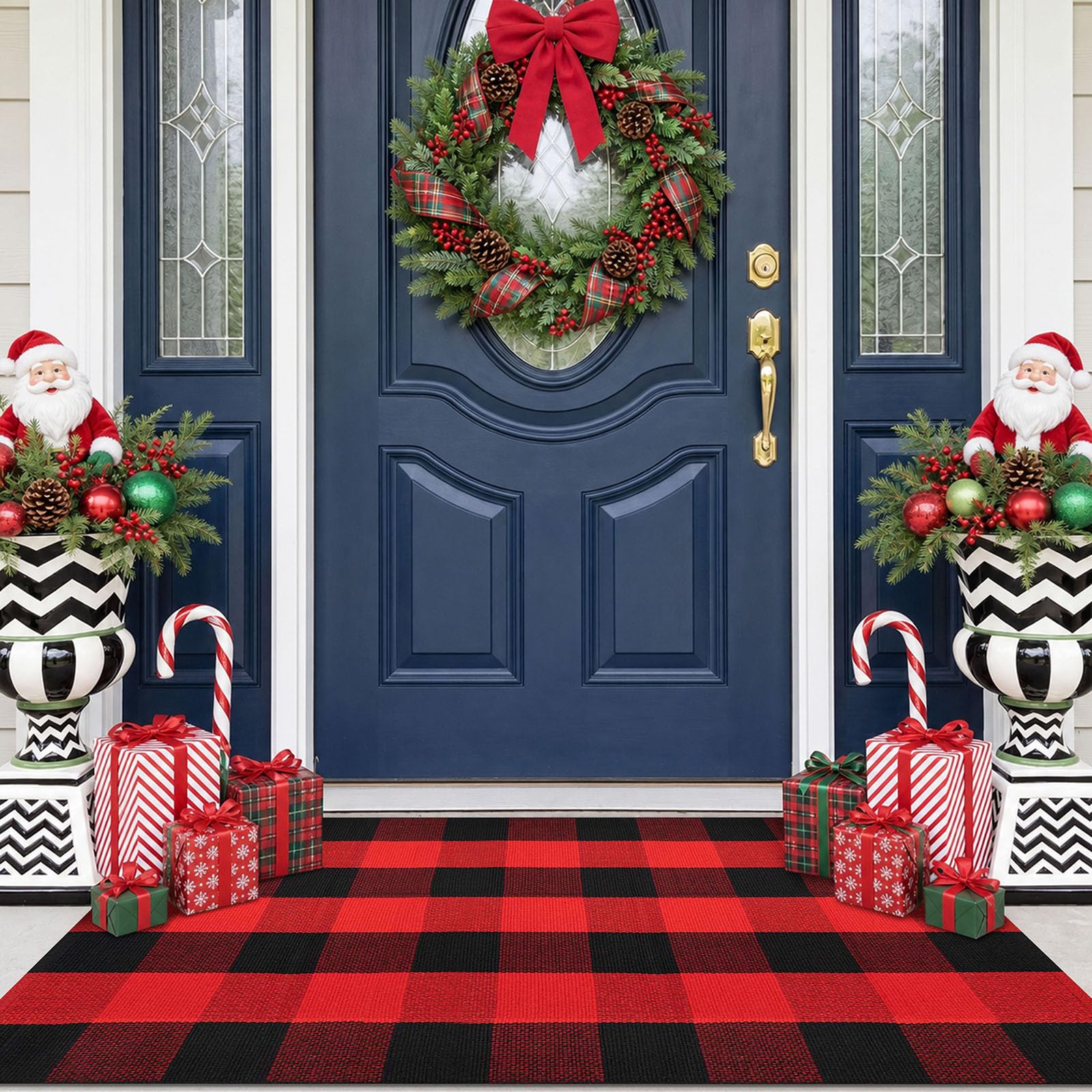 Black & White Striped Rug - Entryway Mat -25