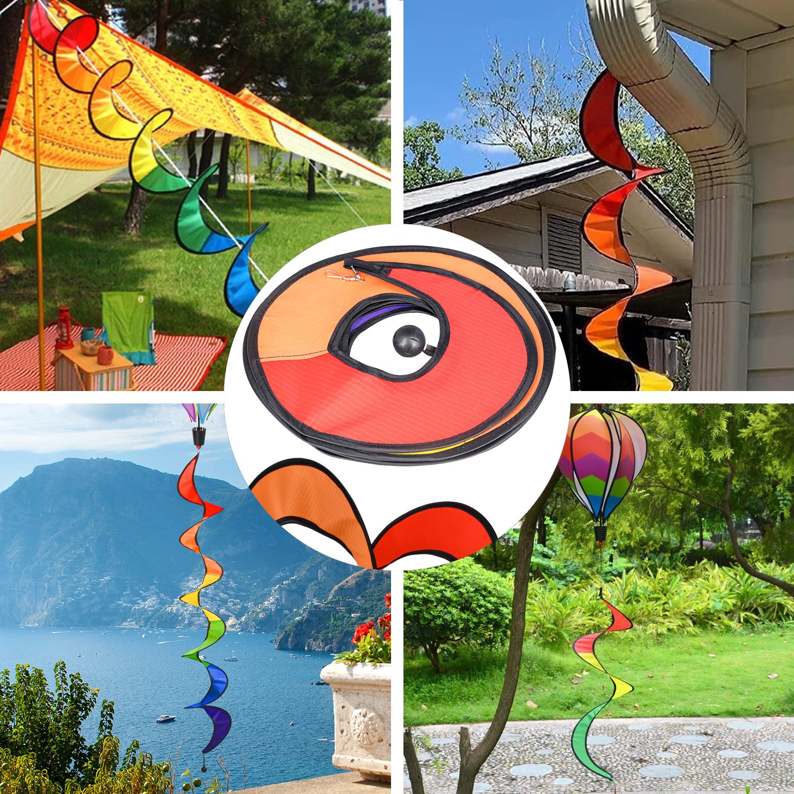 3 Spirales Tournantes Colorées Pour Jardin – Girouette Décorative 80 Cm, Polyester Résistant, Parfait Pour Extérieur Et Camping